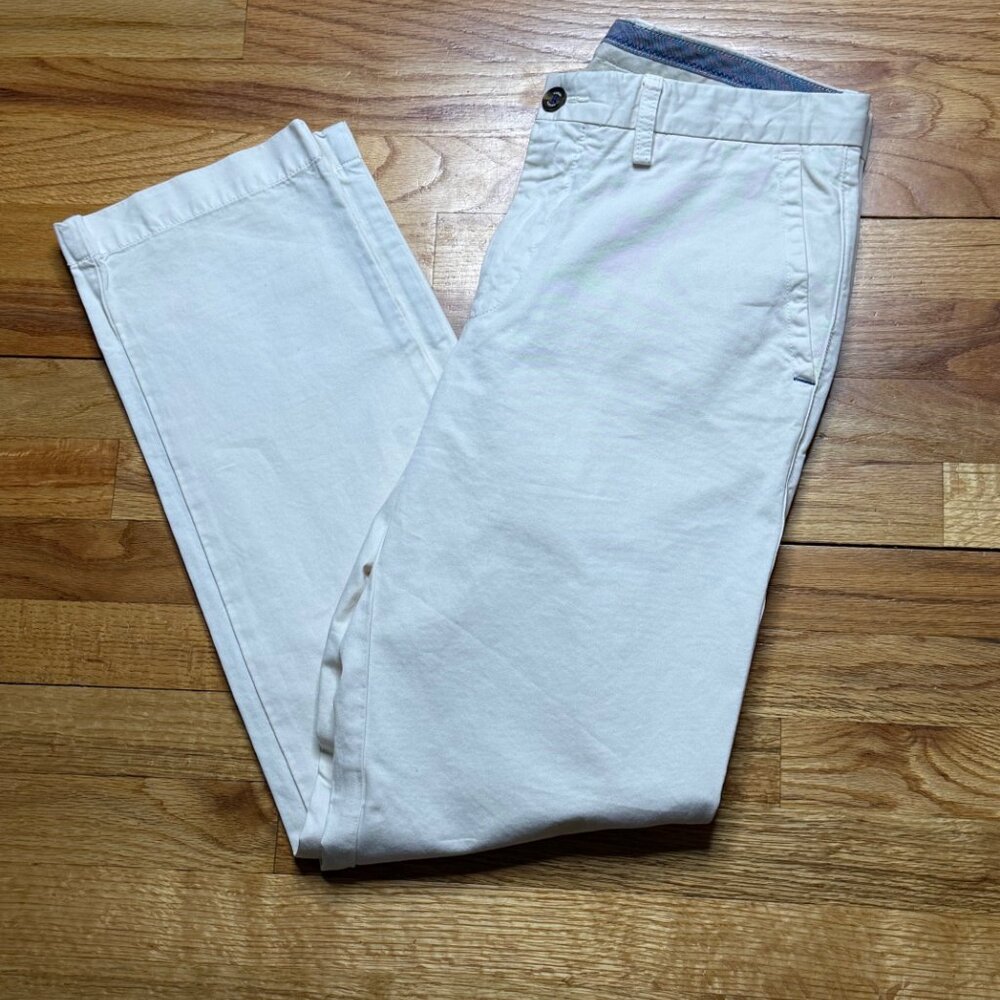 Tommy Bahama Pants Mens 32x32 Cream Ivory Khaki Straight Leg Flat Front Pima Mix